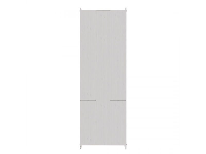 Estante Biblioteca 220 cm com duas portas de madeira e duas portas de vidro na cor branco lavado | Coleção Biblioteca